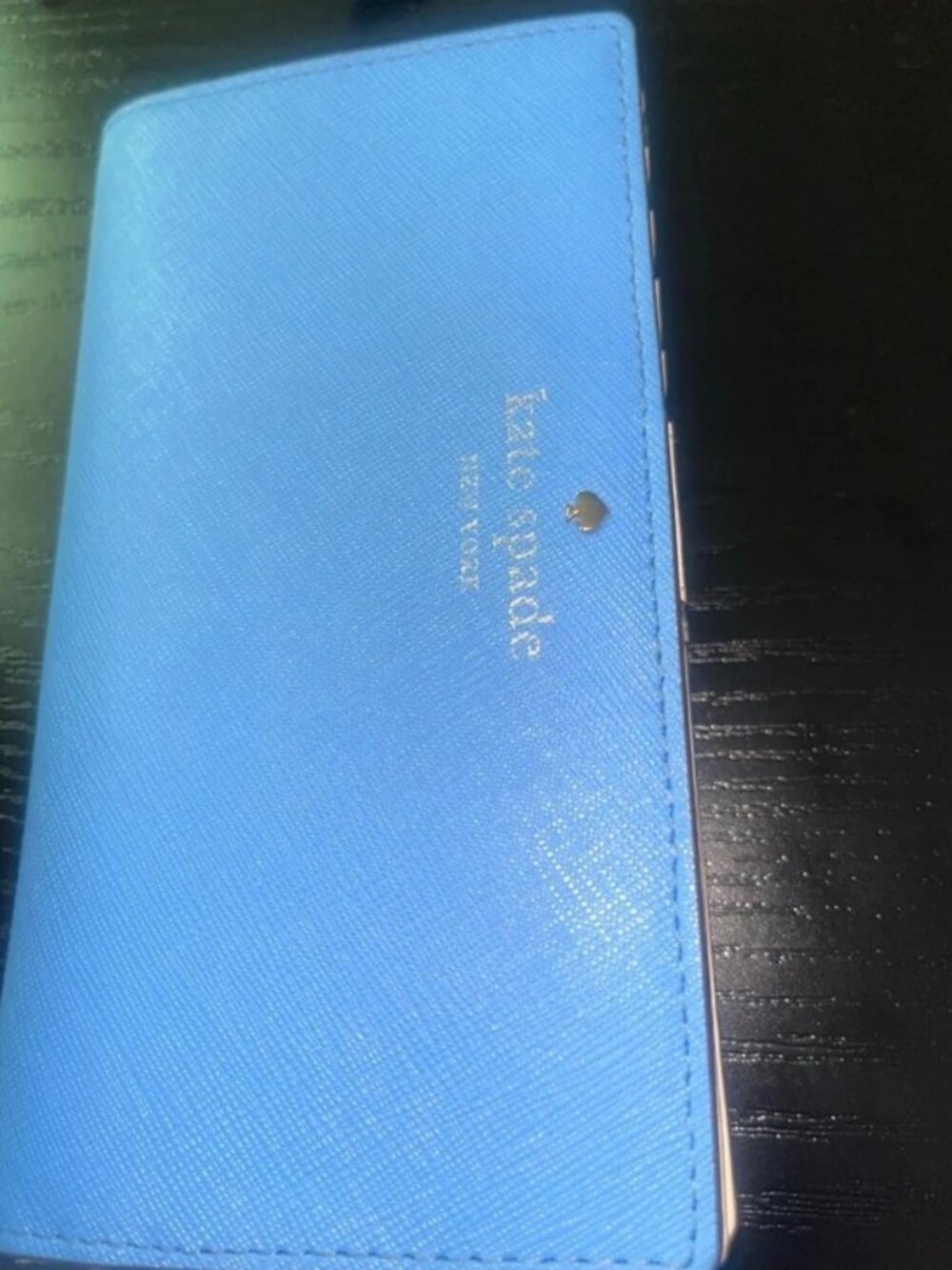 kate spade blue saffiano leather continental wallet